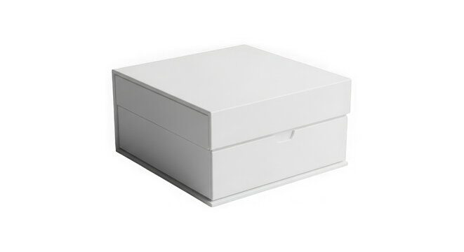 Minimalist white gift box on plain background