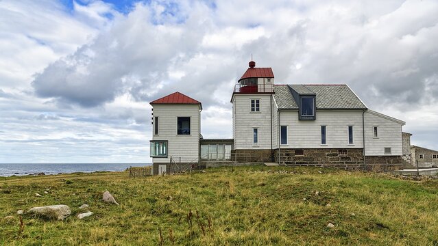 Kvassheim lighthouse on the coast of Brusand, H&aring;, Rogaland, Norway