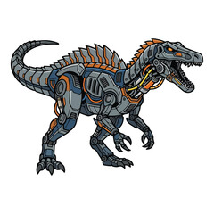 Fototapeta premium Futuristic Robotic Dinosaur Illustration with Mechanical Details