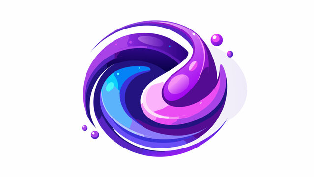 Abstract rotating purple and blue liquid fluid design element with abstract creative colorful gradient futuristic isolated decoration rotation blending