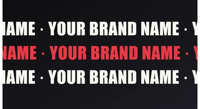 Dynamic brand name scrolling text animation background animation