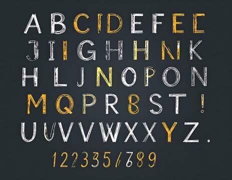 A typographic image showcasing various uppercase letters and numbers