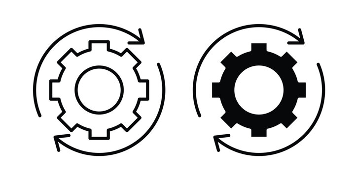 Automatic process icon graphic element set in black linear and clipatrt.