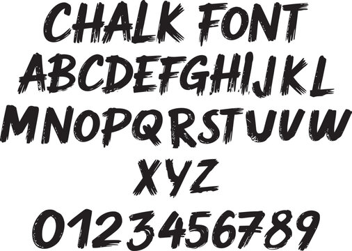 chalk brush alphabet font set brush stroke grunge handwritten modern typography collection rough textured lettering uppercase characters creative artistic display typeface