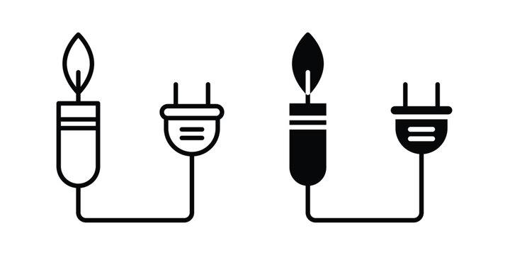 Biomass energy icon graphic element set in black linear and clipatrt.