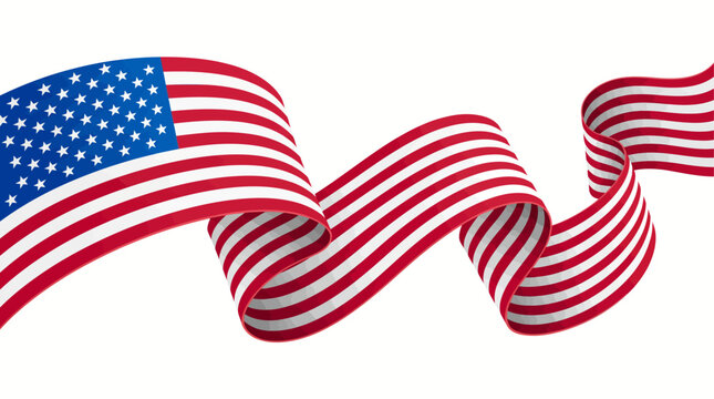 Waving USA Flag Patriotic Long Ribbon Wave Vector Illustration