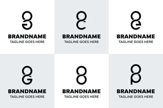 Letters OA OC OE OG OO OP Infinity Logo Set, for AO CO EO GO OO PO Initials