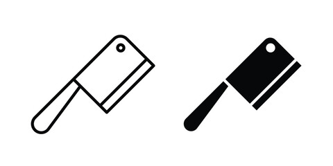 Butcher knife icon graphic element set in black linear and clipatrt. © Franklin