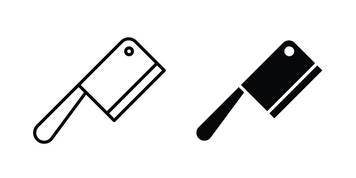Butcher knife icon graphic element set in black linear and clipatrt.