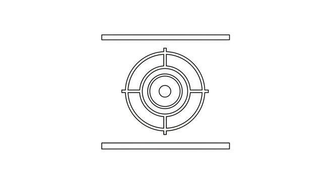technical drawing of a circular object with lines