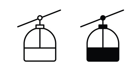 Chairlift icon graphic element set in black linear and clipatrt. © Franklin