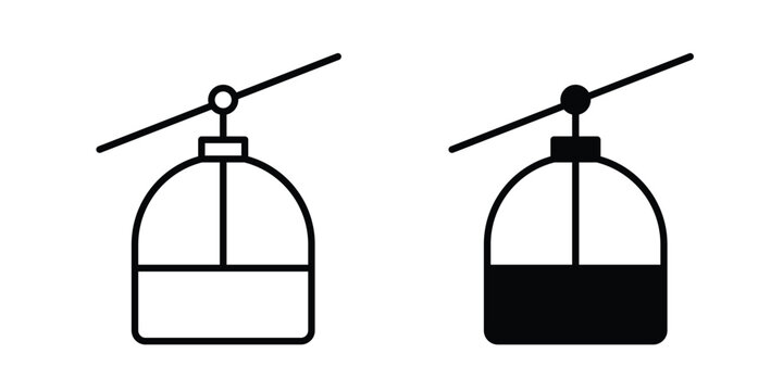 Chairlift icon graphic element set in black linear and clipatrt.
