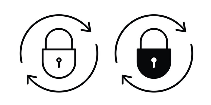 Change Password icon graphic element set in black linear and clipatrt.