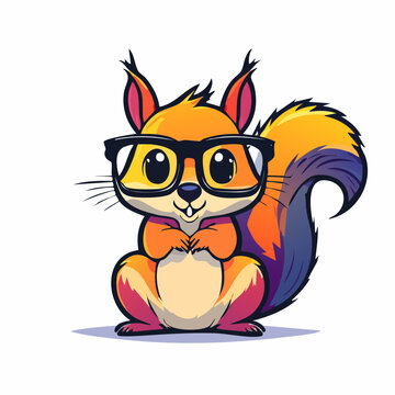 Cute Cartoon Squirrel Wearing Glasses