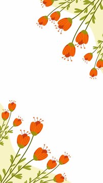 orange tulip flowers corner border vertical frame copy space