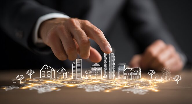 Businesspeople hands reviewing financial documents, illustrating real estate investment, property market growth, and home value increase