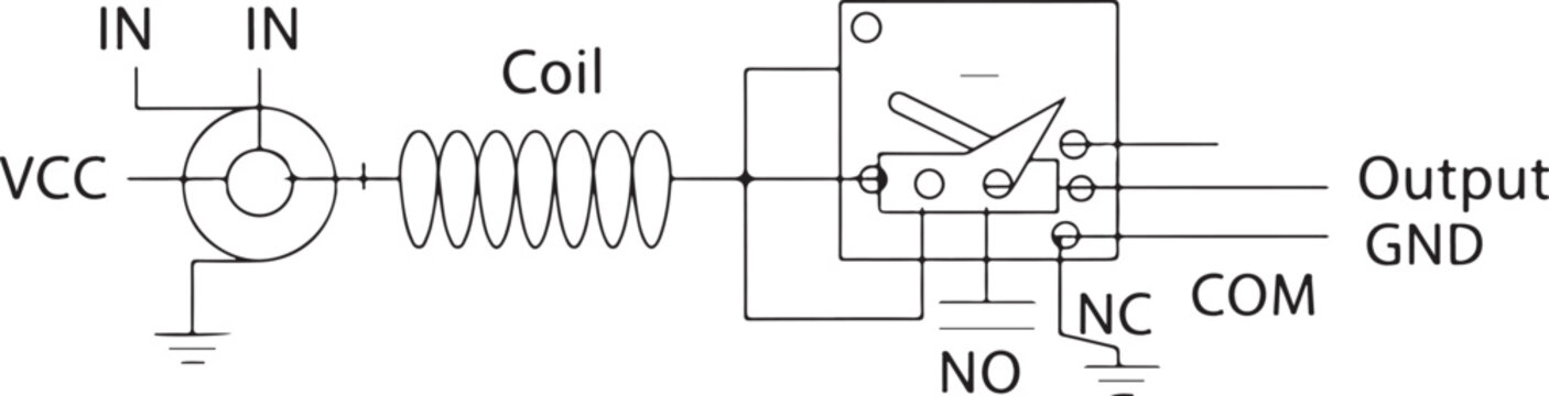 Electromagnetic Relay Circuit Diagram with NO and NC Contacts