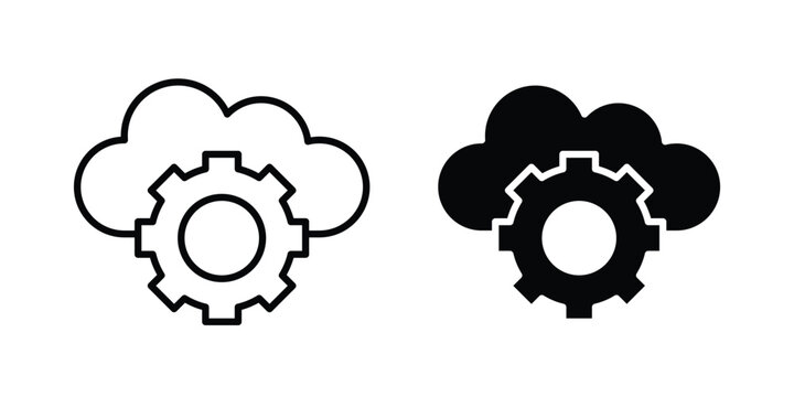 Devops icon graphic element set in black linear and clipatrt.