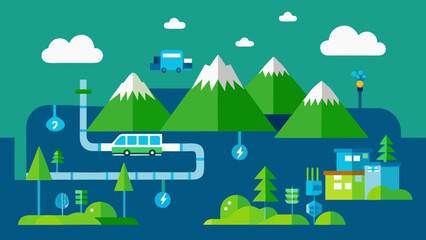 Naklejka premium Hydrogen Powered Green Valley Vector