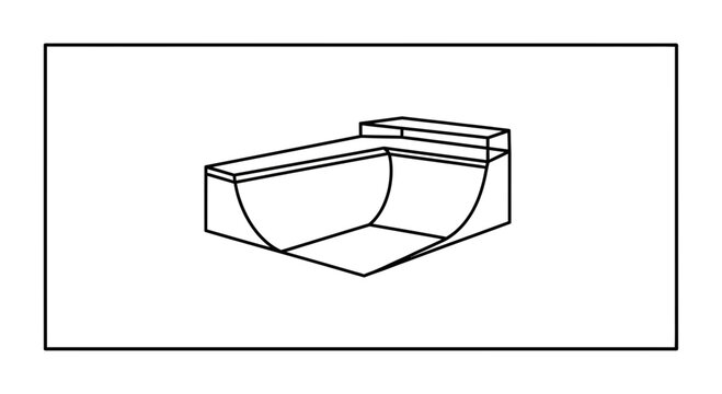 Minimalist Skate Half-Pipe Ramp Line Art Illustration