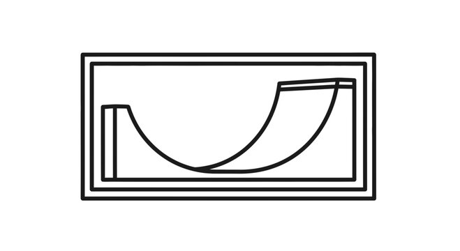 Minimalist Skate Park Half-Pipe Ramp Line Art Icon