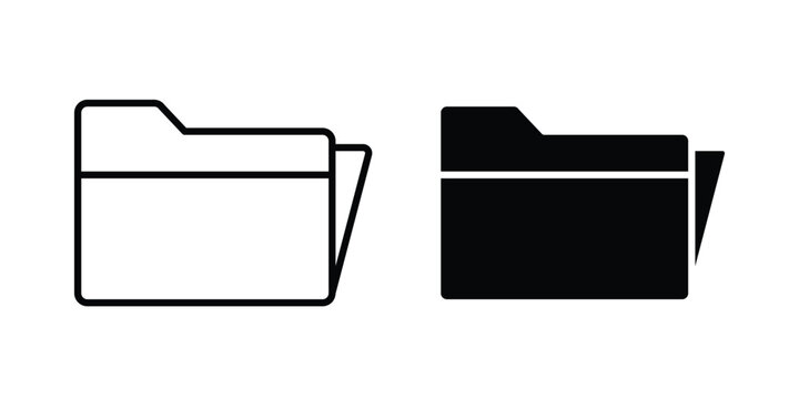 File Folder icon graphic element set in black linear and clipatrt.