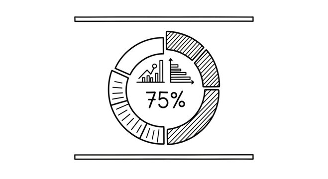 infographic element, 75 percent pie chart