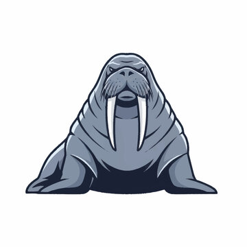 Illustration of a Walrus with Large Tusks.
