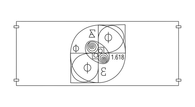 Golden ratio geometry with phi symbol