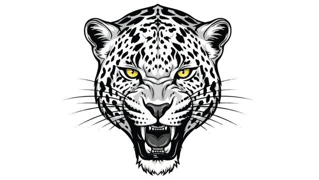 Leopard Head Illustration with Open Mouth 3.