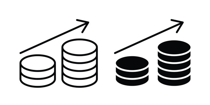 Money increase Icon graphic element set in black linear and clipatrt.