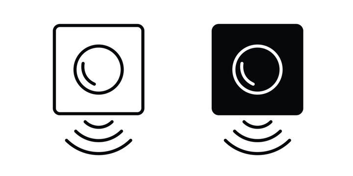 Motion sensor icon graphic element set in black linear and clipatrt.