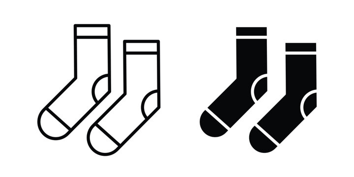 Pair of socks icon graphic element set in black linear and clipatrt.
