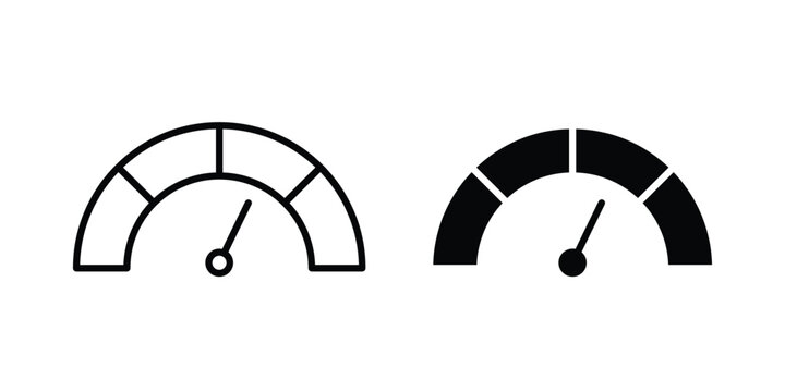 Performance icon graphic element set in black linear and clipatrt.
