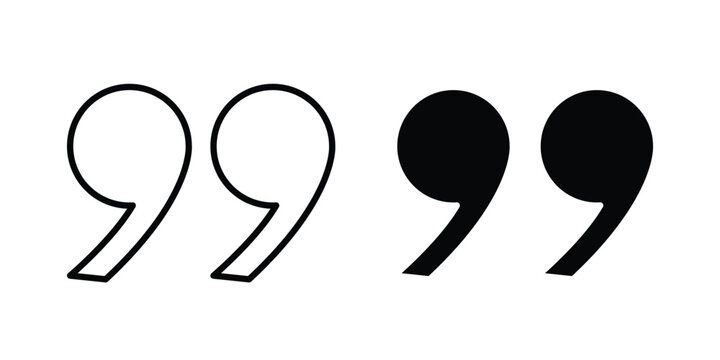 Quote icon graphic element set in black linear and clipatrt.