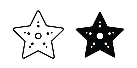 Sea star icon graphic element set in black linear and clipatrt. © Franklin