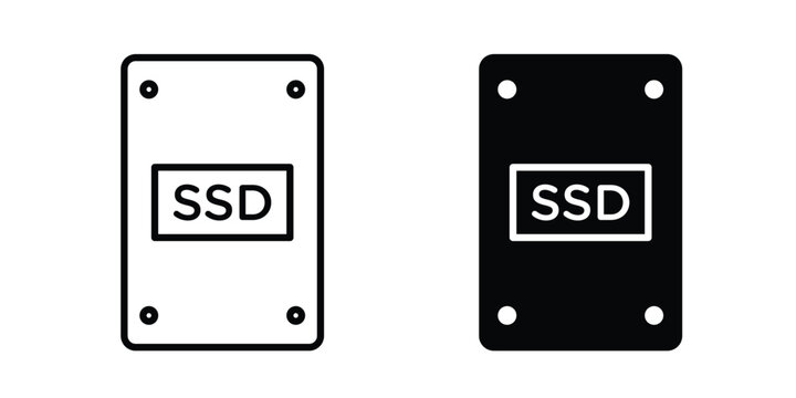 SSD icon graphic element set in black linear and clipatrt.
