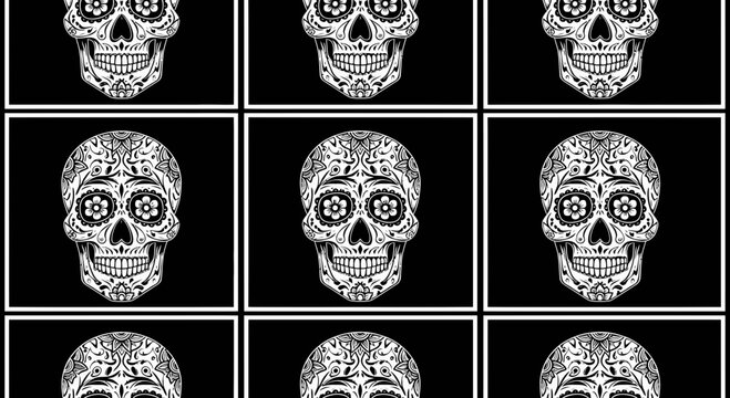Sugar skulls pattern, day of the dead decoration