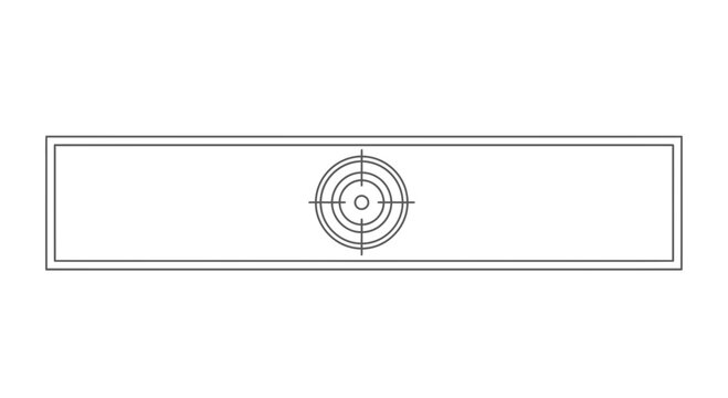 Target symbol in rectangular frame, precision aim concept, line art illustration
