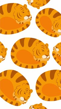 seamless pattern background showing cute sleeping orange tiger cubs