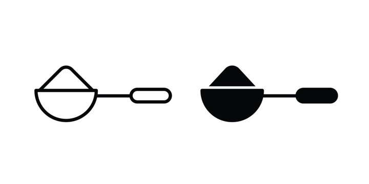 Teaspoon icon graphic element set in black linear and clipatrt.