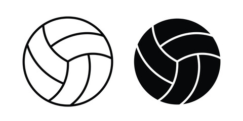 Fototapeta premium Volleyball ball icon graphic element set in black linear and clipatrt.
