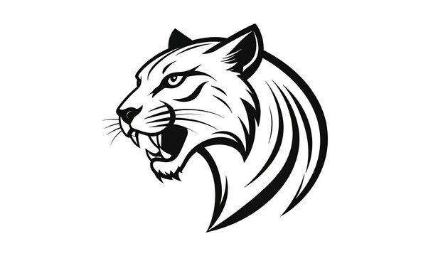 A black and white illustration of a snarling animal head (1)