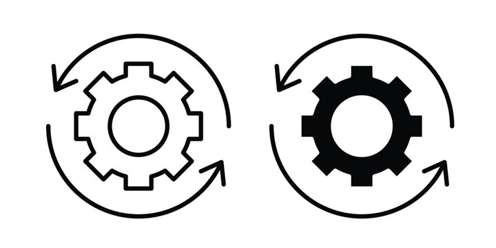 Workflow icon graphic element set in black linear and clipatrt.