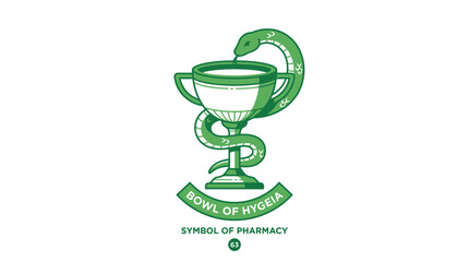 Obraz premium Bowl of Hygeia Symbol of Pharmacy - Medical Health Care Emblem
