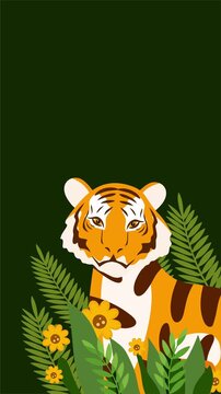 majestic wild tiger standing proudly inside dense green ferns
