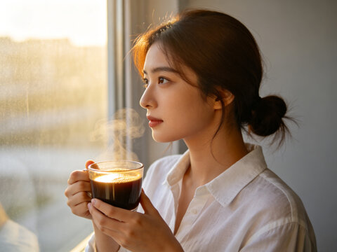 young woman with cup of coffee