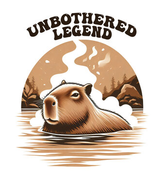 Unbothered Legend Capybara | Chill Animal Meme Retro Sunset Design