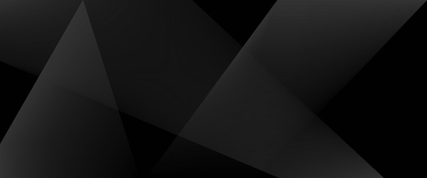 Modern black white abstract background. Minimal. Gradient. Dark grey banner with geometric shapes, lines, stripes, triangles. Design. Futuristic. Cut paper or metal effect.vector eps10