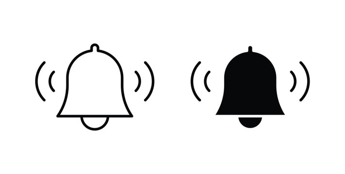 Bell ring icon, outline style icon for web. vector graphics